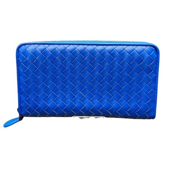BOTTEGA VENETA Blue Intrecciato Wallet - Picture 1 of 9